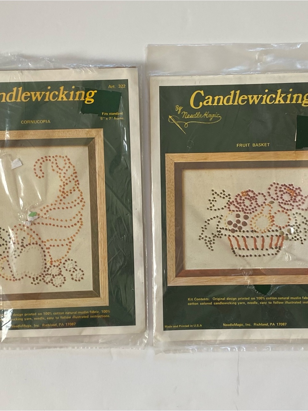 Candlewicking Kit Needle Magic Lot of 2 322 332 Fruit Basket Cornucopia Fall NEW